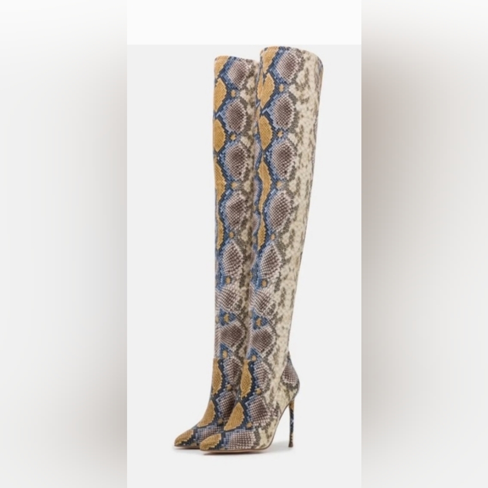Steve Madden Multicolor Snakeskin Over-the-Knee Boots